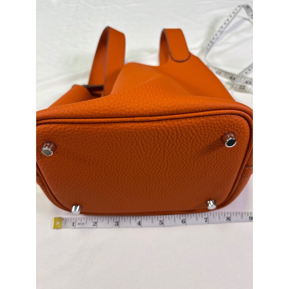 Tiffany & Fred Paris Bucket Bag Small Orange Leather Quiet Luxury Bold Old Money - Picture 14 of 14